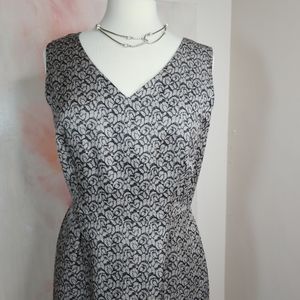 130 BANANA REPUBLIC 10 PETITE Serena Linen Blend Printed  V-neck Sheath Dress